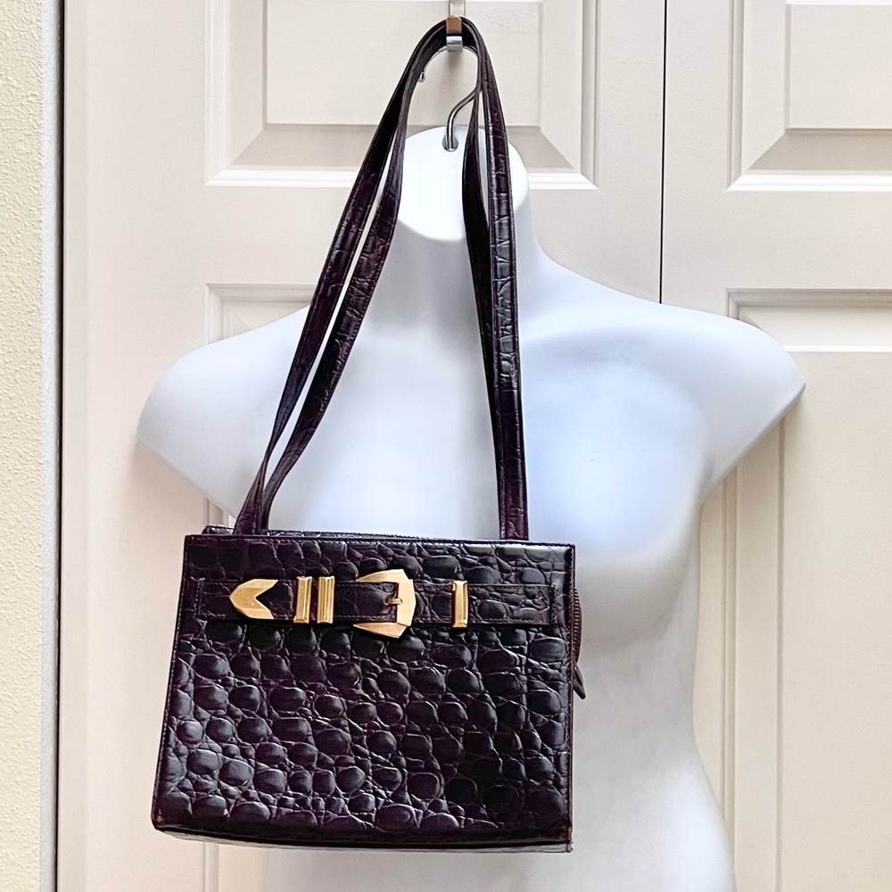 Authentic vintage Gianni Versace croc embossed leather shoulder bag